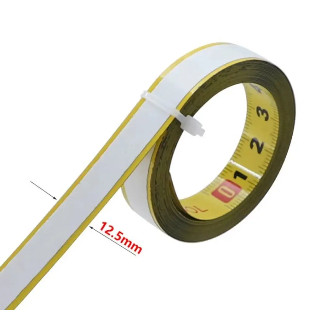 Durable Self-Adhesive Measuring Tape Steel Material Metric Scale Metal Tape Measure 1-5 Meters 13MM Width Workbench Ruler