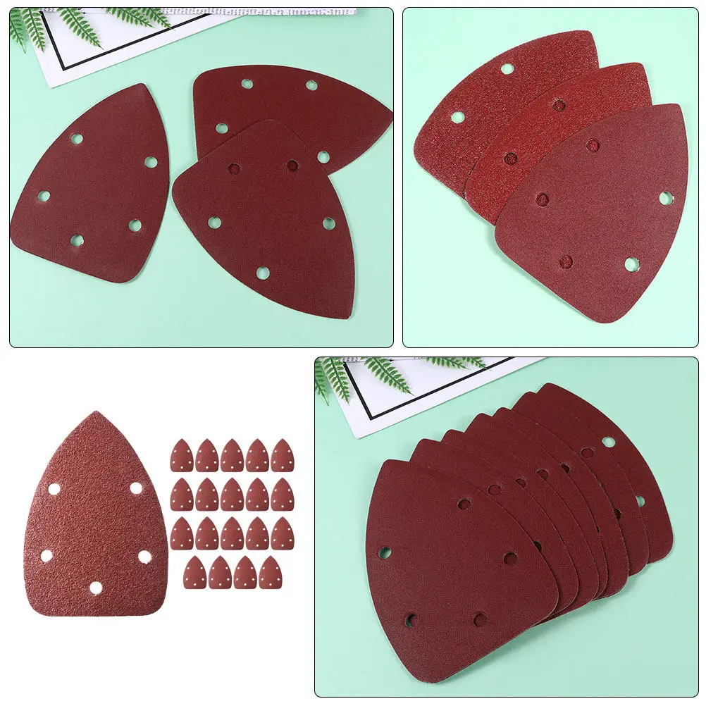 

20pcs Triangle Sandpaper Sheets 40 Grit Aluminum Oxide For Wood Metal Polishing Sanding Pad Grinding Tool Orbital Sander