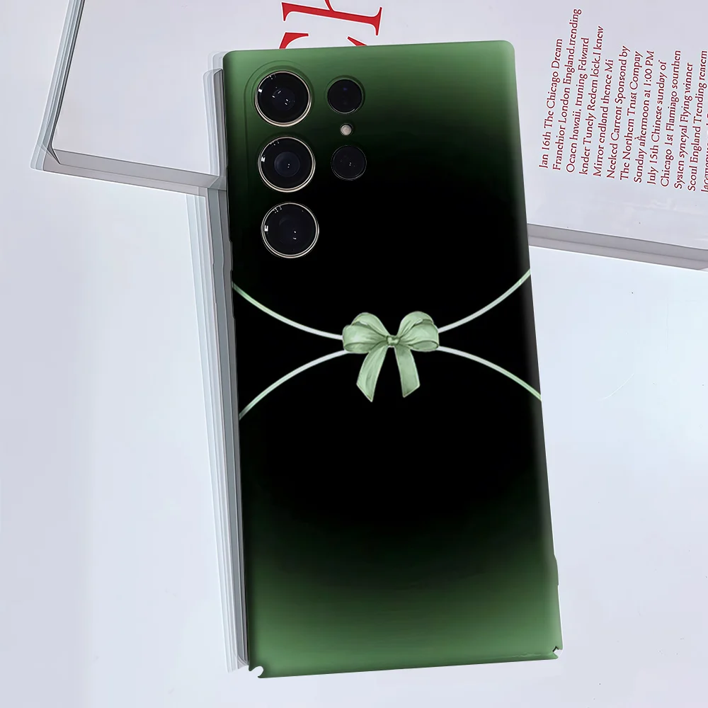 Mint Green Bow Accent For Samsung Galaxy S26 S25 S24 A56 A36 Dual Layer Luxury Fashion Full Lens Protective Case