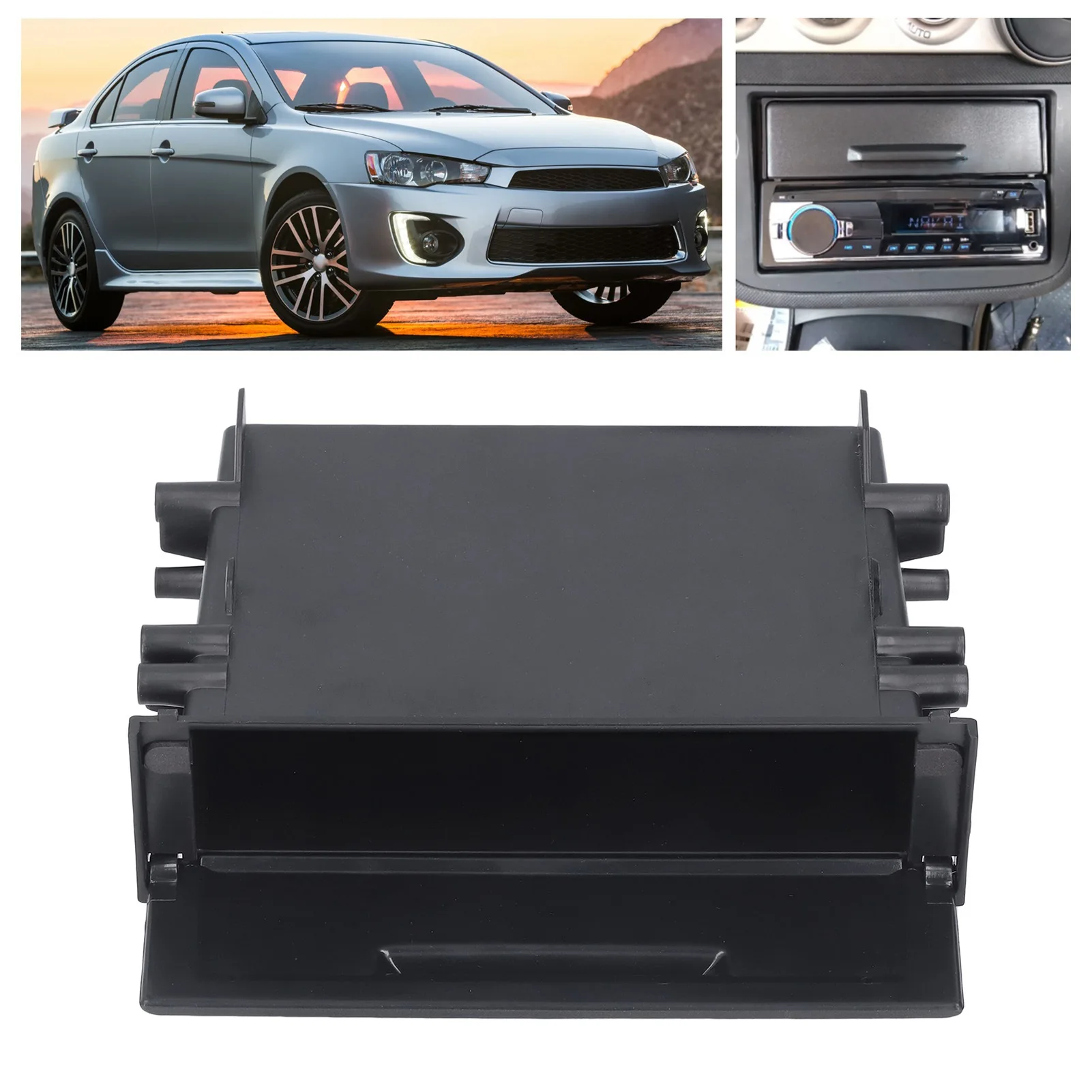 1DIN Car Radio Storage Box Multi Application ABS Black Inner Organizer Replacement for  Car Radio  Auto Parts