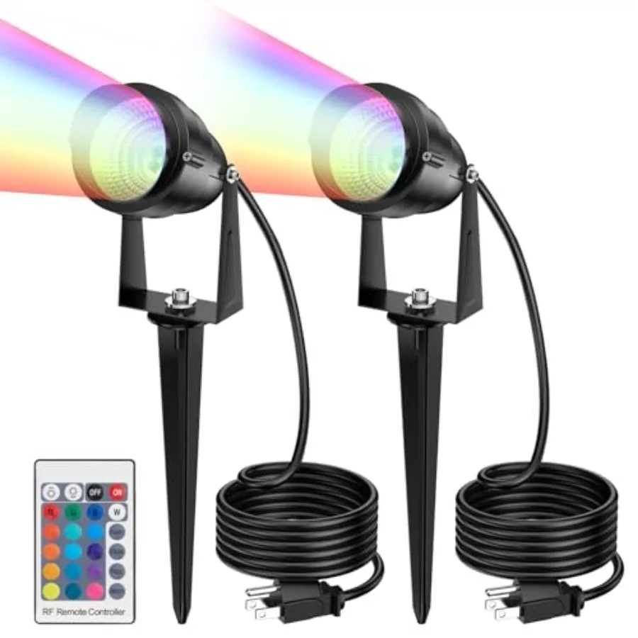

1500LM LED High Brightness Outdoor Landscape Lighting 15W RGBCW Color Changing Landscape Lights Remote Control Spot-Lights with