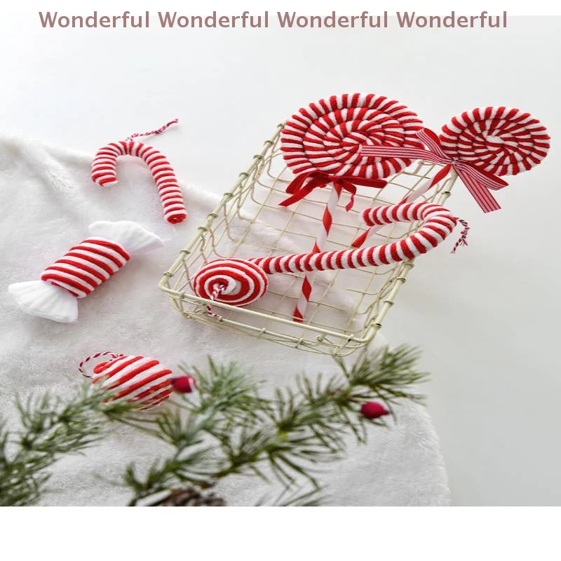 

Canes Candies Christmas Trees Decorative Pendants INS Ornam Christmas Ornaments Red And White Velvet Decorations Christmas Balls