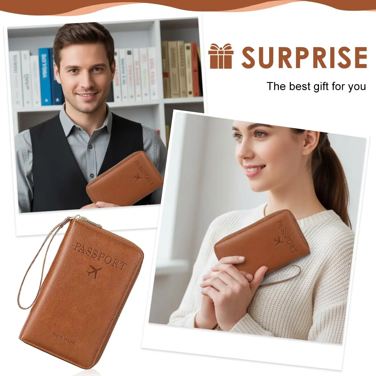 Travel Passport Wallet for Women, PU RFID Passport Cover Holder for Men Travel with Wristlet, Multiple Card Slots with ID Window view 6