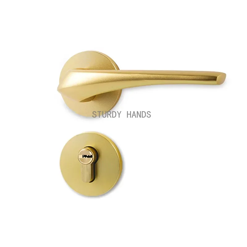 1set of Gold Living Room Metal Door Locks Indoor Bedroom Silent Room Door Lock Gold Door Handle Split Lock Home Lock Accessories