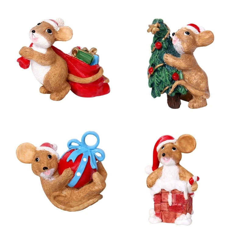 

Meticulously Mouse Christmas Resin Mouse Sculpture Perfect for Kids and Animal Lover Table top Holiday Display Dropship