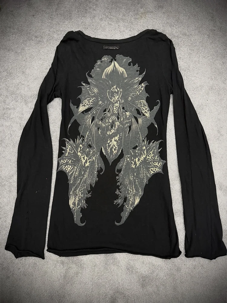 FANTASTION If Six Was Nine Visual Rock T-shirt with Bedrock theme, medieval style, totem prints, long-sleeve T-shirt