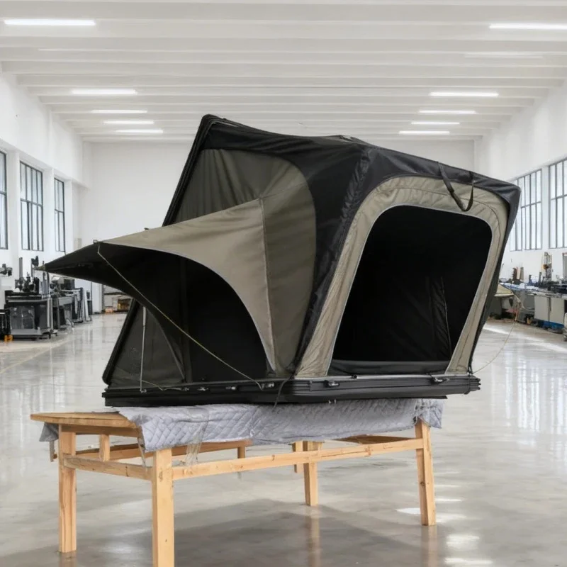 High Quality Full Aluminum Alloy Extended Green Hard Rooftop Tent Outdoor Self-driving Camping Accessories