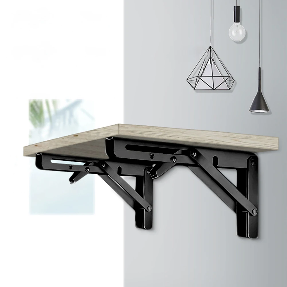 2Pcs Folding Shelf Brackets Max Load 90kg/198lb Collapsible Shelf Bracket Heavy Duty Workbench Support for DIY Home Table Bench