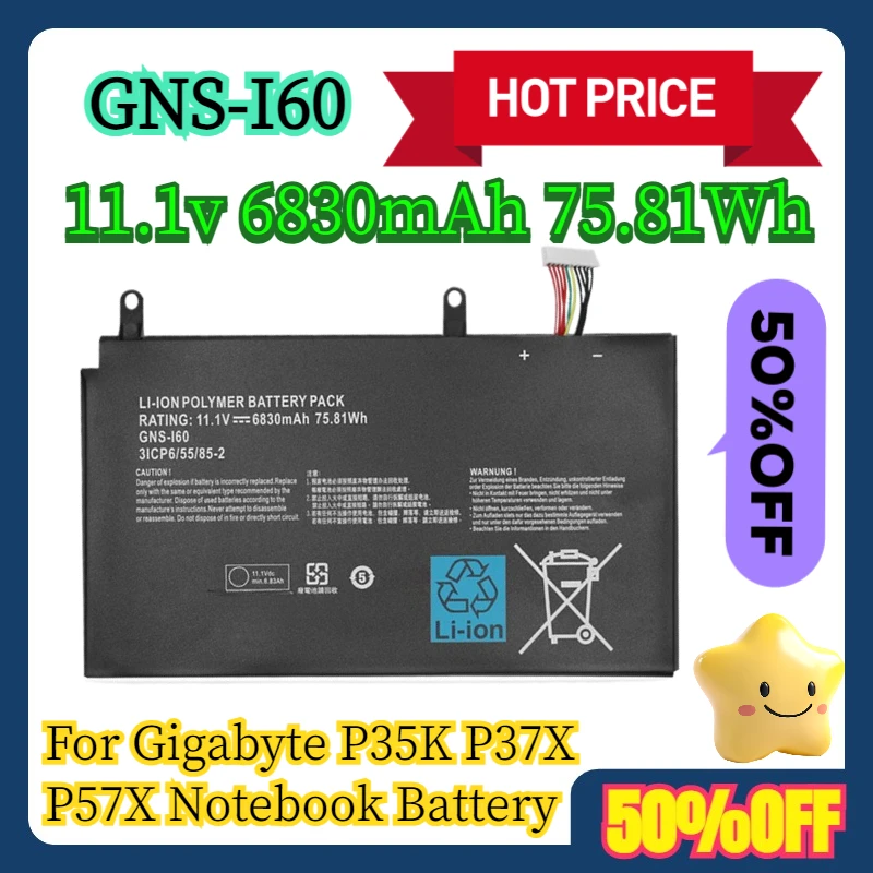 

11.1v 6830mAh 75.81Wh For Gigabyte P35K P37X P57X Notebook Battery GNS-I60