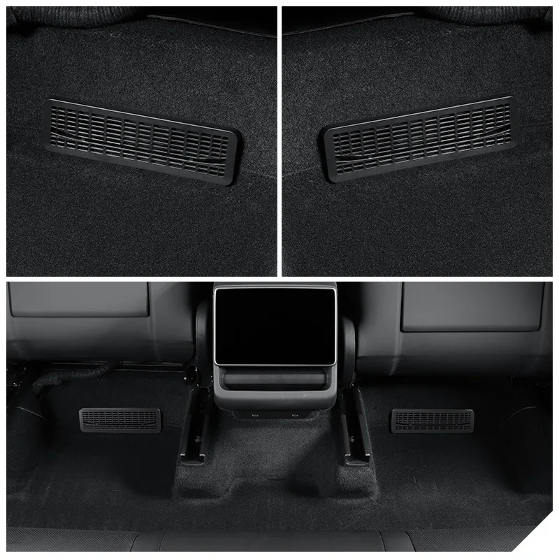 Cubierta protectora para salida de aire debajo del asiento, accesorios de cubierta de salida de aire central trasera ABS antiobstrucción para Tesla Model Y Juniper 2025