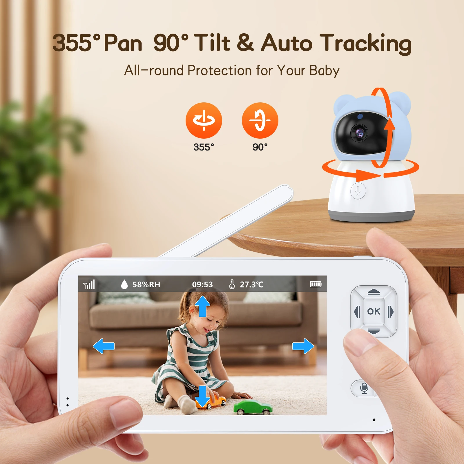 2K Tuya Smart Baby Monitor With IR Night Vision Motion Detection Home Security Wifi Camera Two Way Audio Intercom