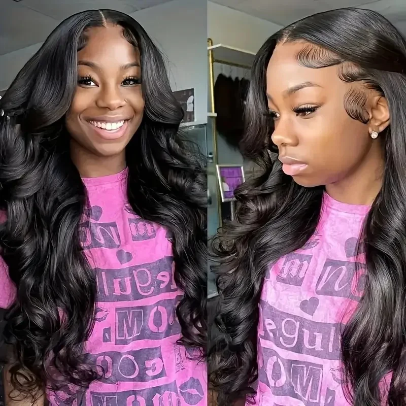 Lace Front Wigs Human Hair Body Wave Lace Frontal Wigs200 Density Transparent Human Hair Wigs 13×4 1B