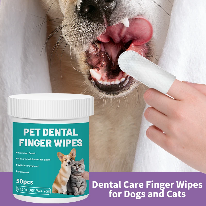 Produtos de Limpeza para Animais de Estimação, Luvas Descartáveis para Limpeza de Dentes de Gatos e Cães, Escova de Dentes para Limpeza Oral Diária