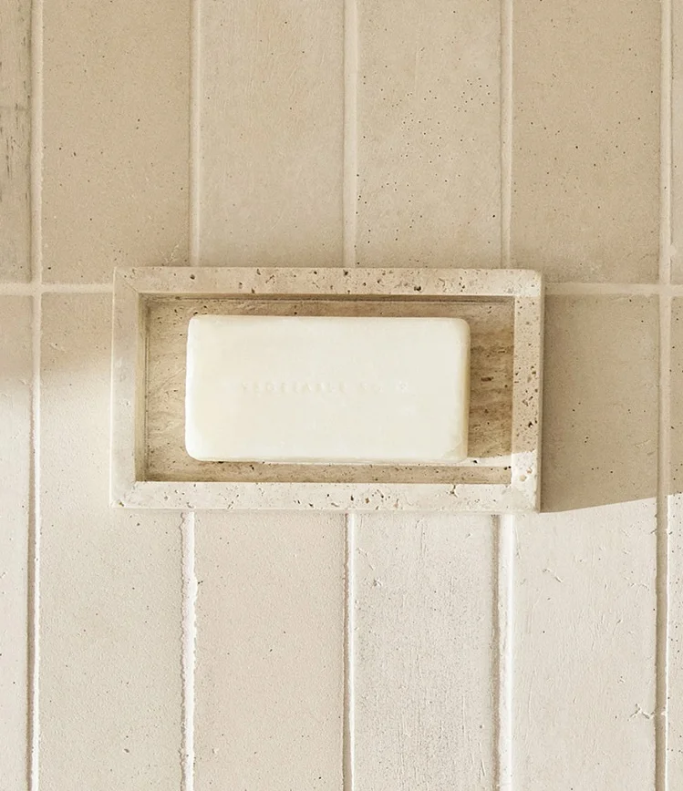 

1pc Rectangular Natural Travertine Soap Container Dish Holder Box for Home Bathroom Accessories Multi-functional Storage