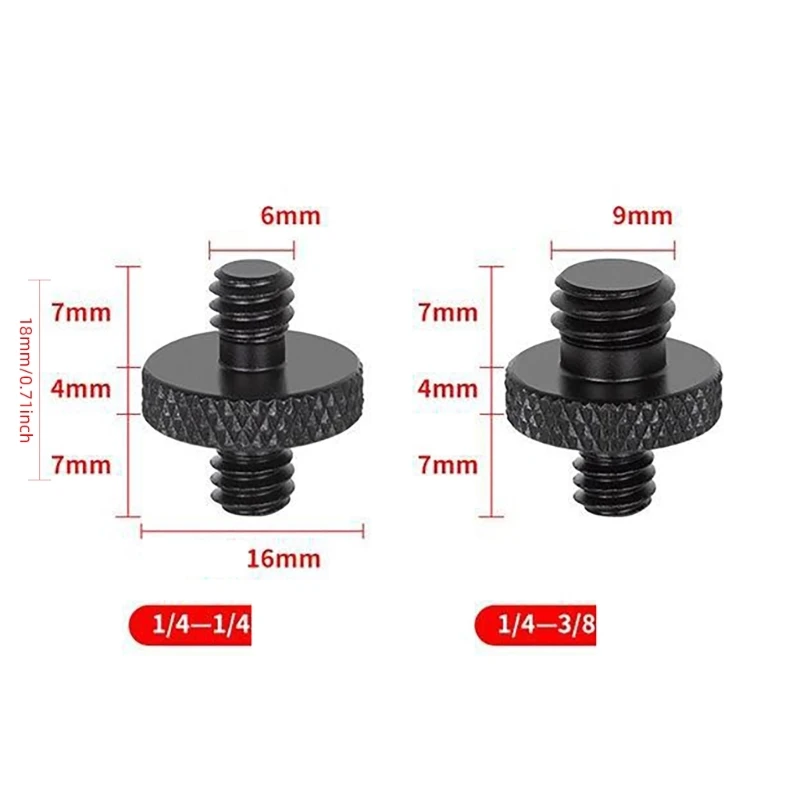 Male Threaded Screw Adaptor 1/4 to 1/4 or 3/8 Adapter Screws for Camera Tripods