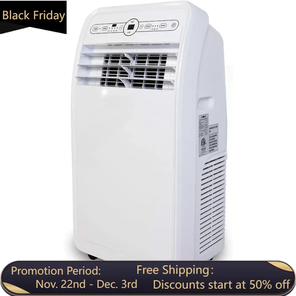 12000 BTU portable air conditioner with dehumidifier and fan, cooling and heating, covering an area of 400 square feet