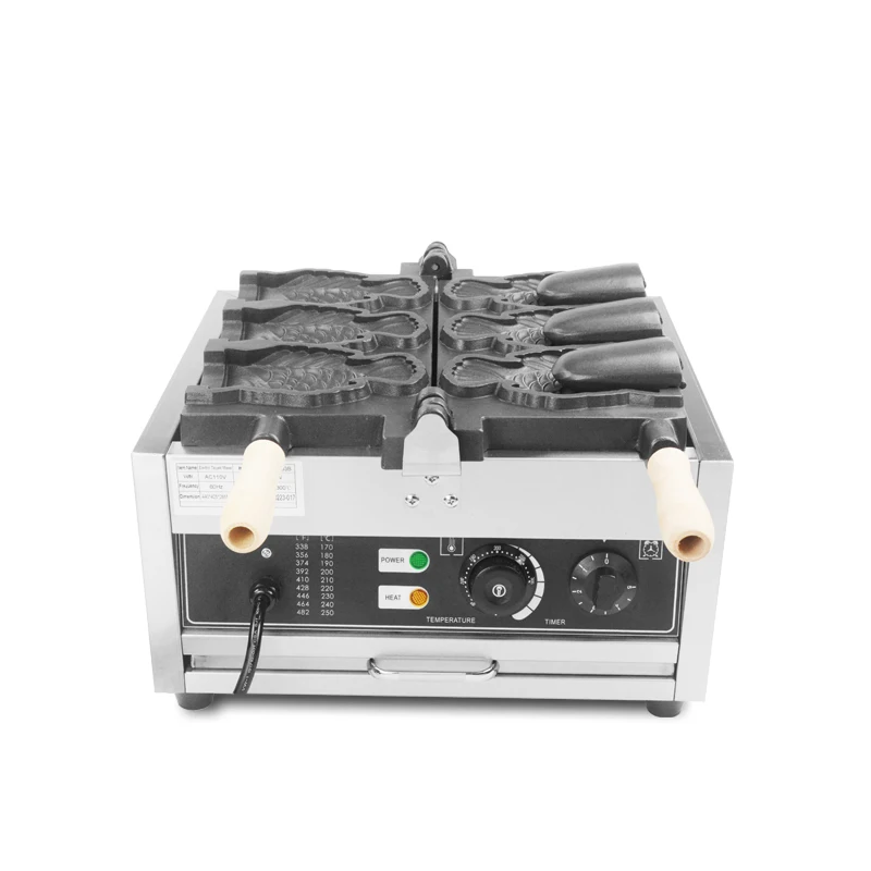 Commerciale 3 pezzi gelato a forma di pesce torta waffle cono macchina antiaderente elettrico elettrico a bocca aperta Taiyaki Maker per snack