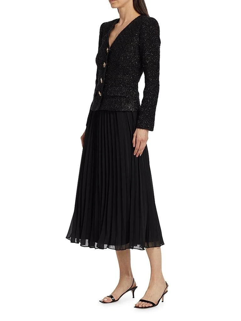 Veste noire scintillante + jupes plissées pour femme, ensemble deux pièces à manches longues et col en v, Streetwear Chic, automne-hiver
