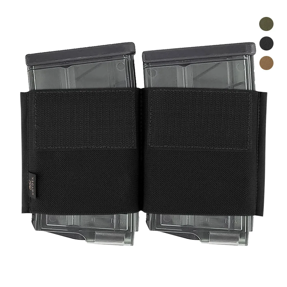 KRYDEX Tactical Double Rifle 7.62 HK Magazine Pouch Insert Elastic Buld-in Mag Holder with Hook Fasteners for MK3 MK4 Chest Rig