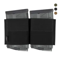 KRYDEX Tactical Double Rifle 7.62 HK Magazine Pouch Insert Elastic Buld-in Mag Holder with Hook Fasteners for MK3 MK4 Chest Rig