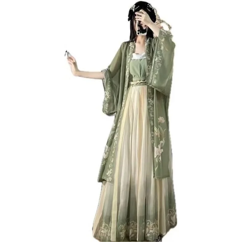 

Hanfu Women Chinese Traditional Cosplay Costume Ancient Song Dynasty Hanfu Summer Green Sets Plus Size XL