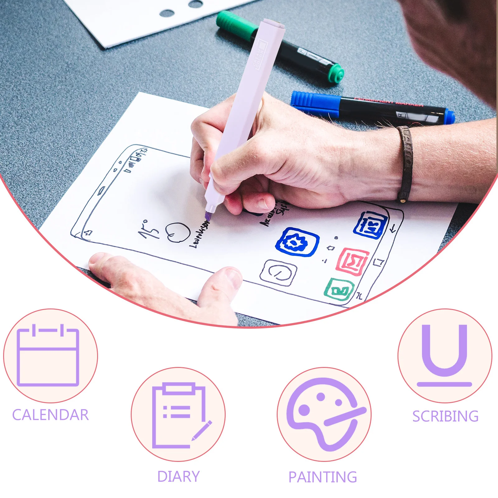 

6 шт., набор красочных маркеров-маркеров, ручки-маркеры большой емкости для студентов, офисные маркеры для заметок, маркеры для рисования