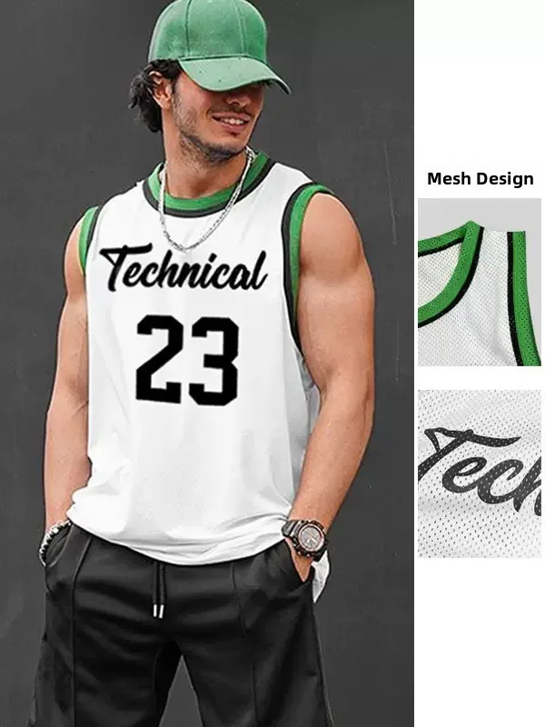 

Men's Summer Sports Vest Loose Fit Me Qui Dry Svel T-irt Baskeall Training Running Stand Sle Polyester Fiber
