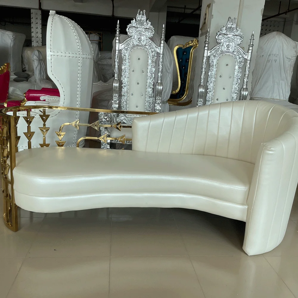 Luxury Gold New Style Wedding Two Seat Throne Sofa King Chair Set For Sales