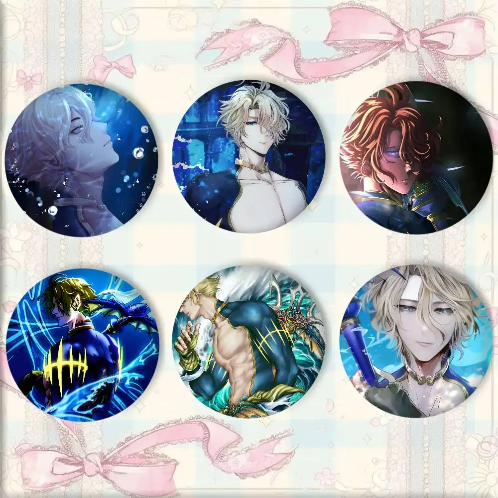 Anime R-Record of R-Ragnarok Poseidon Badge Tinplate Round Laser Brooch Clothes Backpack Accessories Lapel
