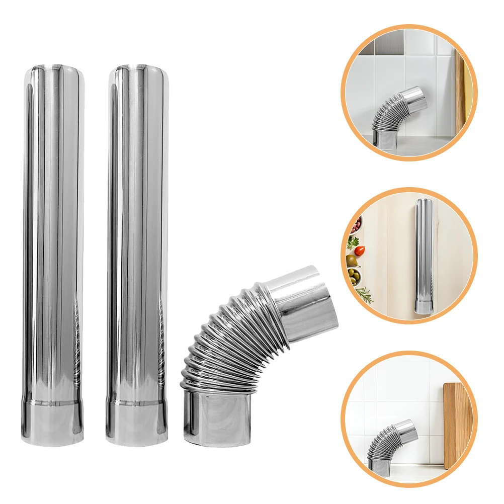 

3Pcs Stainless Steel Gas Water Heater Flue Pipe Set 90 Degree Elbow Chimney Flue Vent Tube Stove Connector Stove Elbow