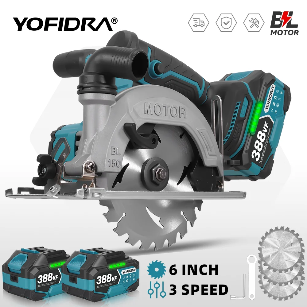�y�Z�[�����zYOFIDRA �u���V���X 6�C���` 150mm �d���ۋ� �f�W�^���f�B�X�v���C �`�F�[���\�[ �؍H�ؒf�H�� �}�L�^18V�o�b�e���[�s���Ή�
