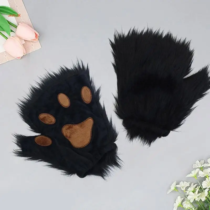 N1he máscara raposas gatos, máscara animais raposas com patas, luvas therians, conjunto máscara luvas para festa