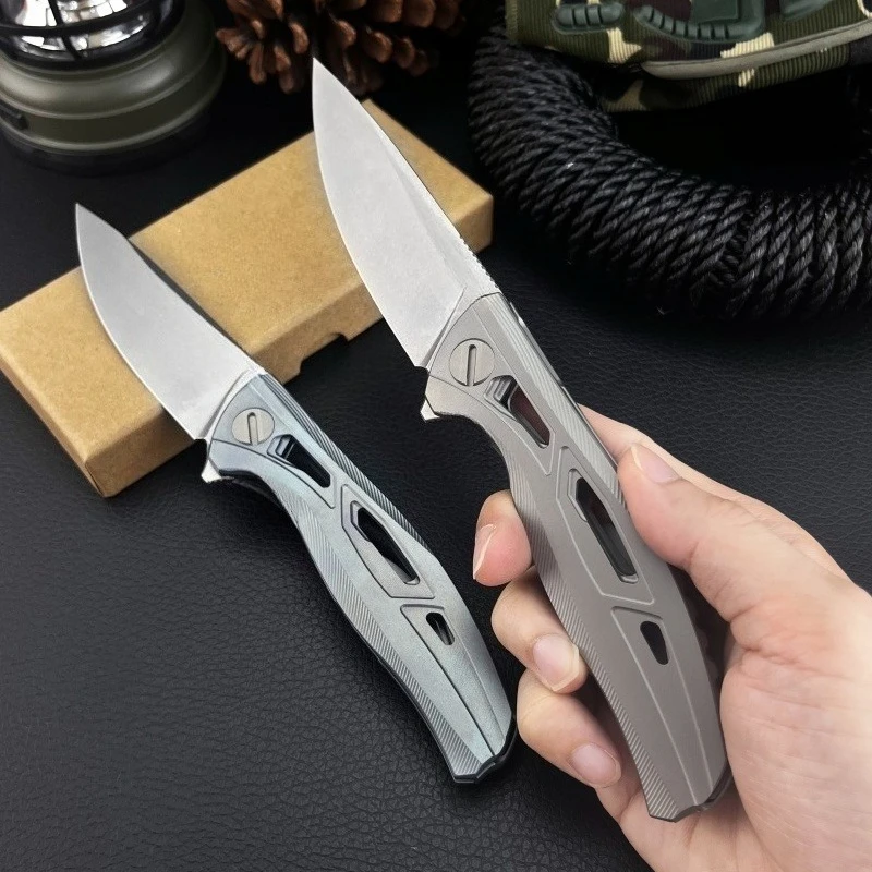 

New Tactical Folding Knife D2 Blade TC4 Survival Titanium Alloy Handle Outdoor Rock Climbing and Hiking Practical Cutting Knife