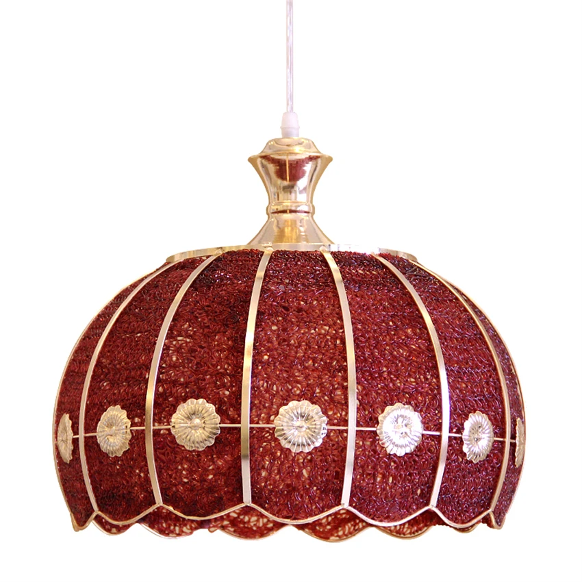 Electroplated gold single-head pendant lights European luxury vintage bedroom restaurant shop balcony pendant lamps fixtures