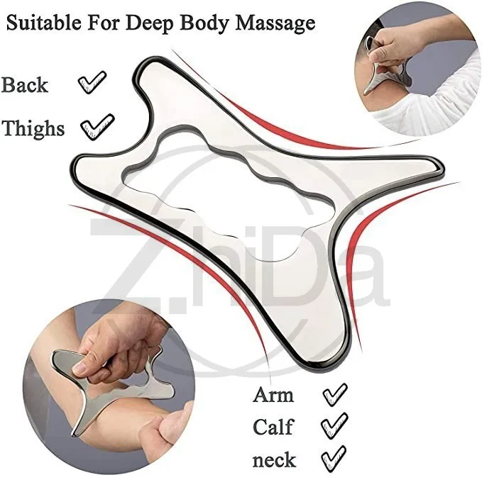 

Массажер-скребок из нержавеющей стали для физиотерапии лица, спины, глаз и всего тела, инструмент IASTM, оптом