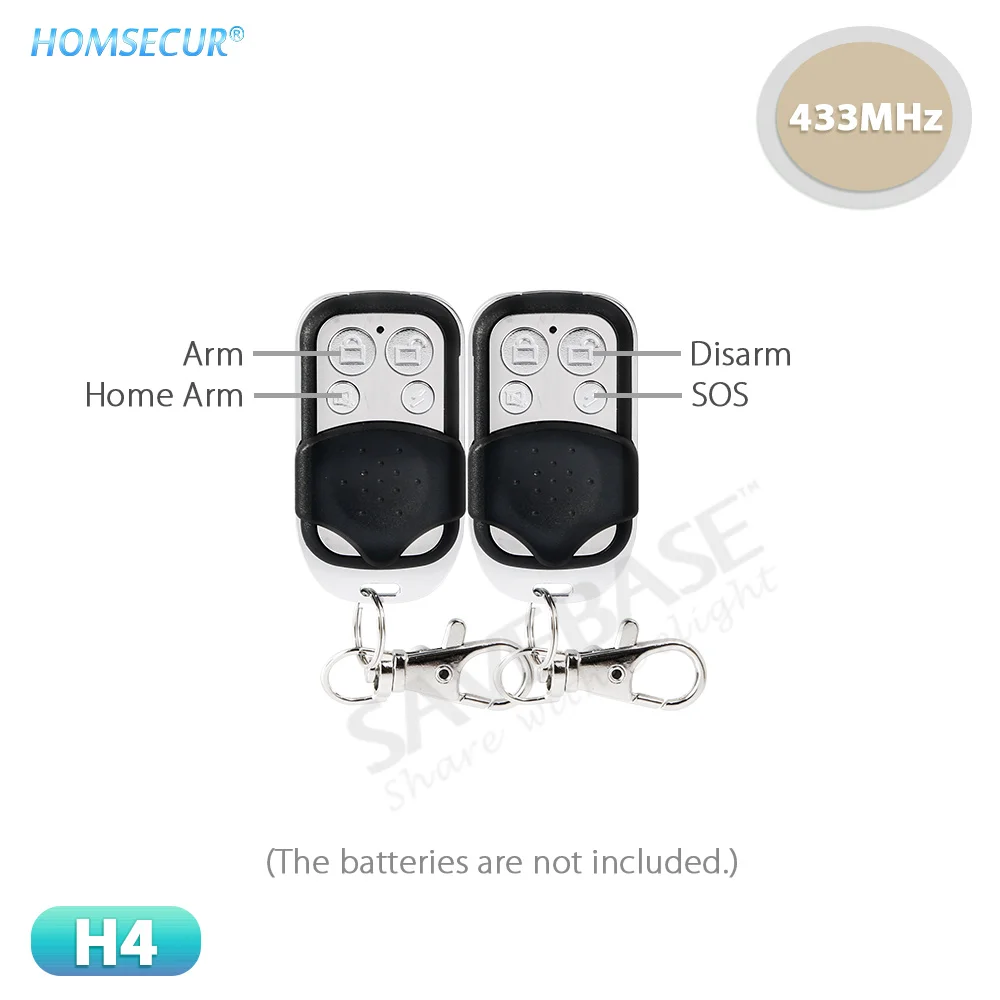 HOMSECUR H4 4Pcs 433MHz Wireless Metal Remote Controller for WIFI 4G Tuya Home Security Alarm Burglar System