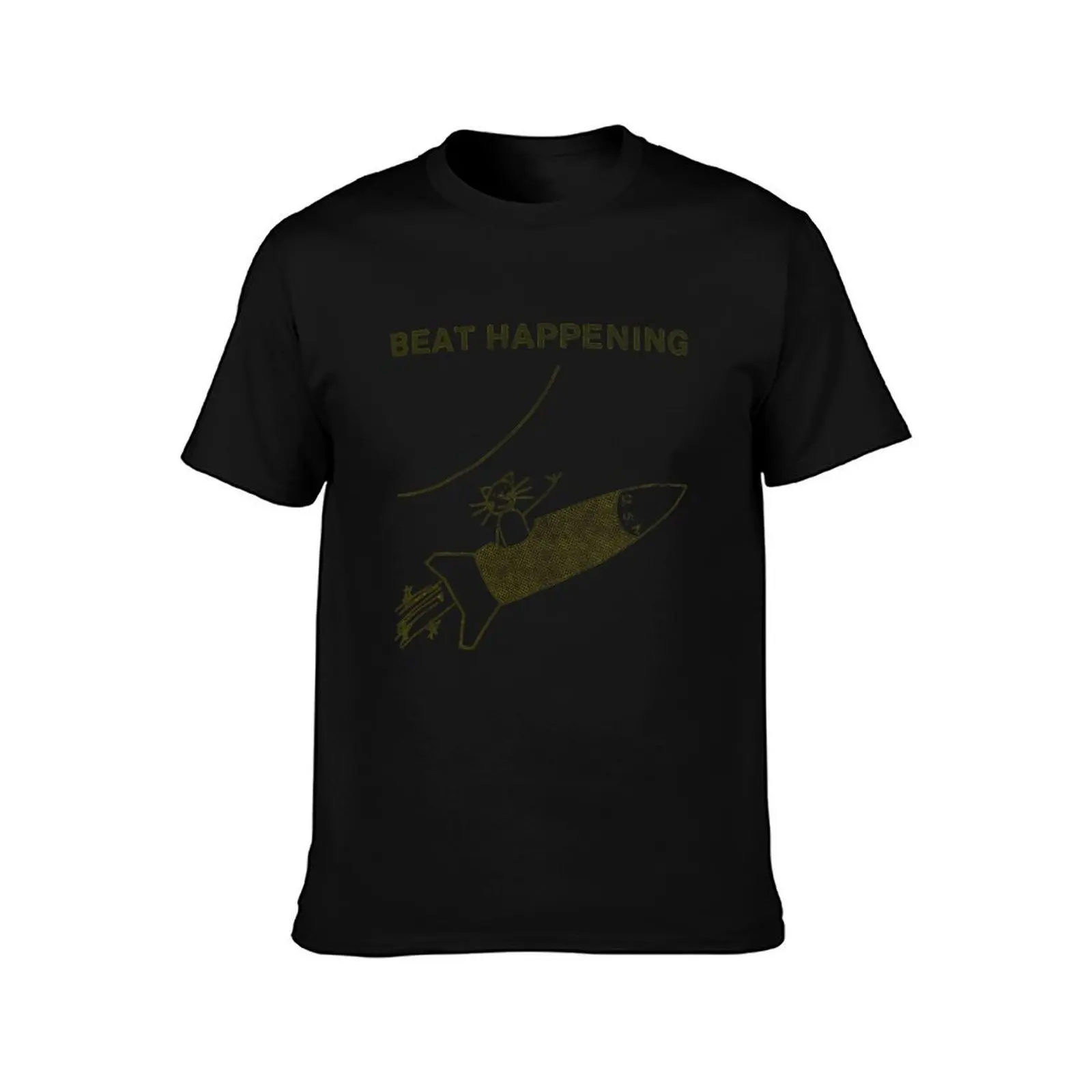 Beat Happening T-Shirt, Summer Casual Cotton Tee, Oversized Streetwear Tops, Vintage Graphic Print, Loose Fit Short Sleeve