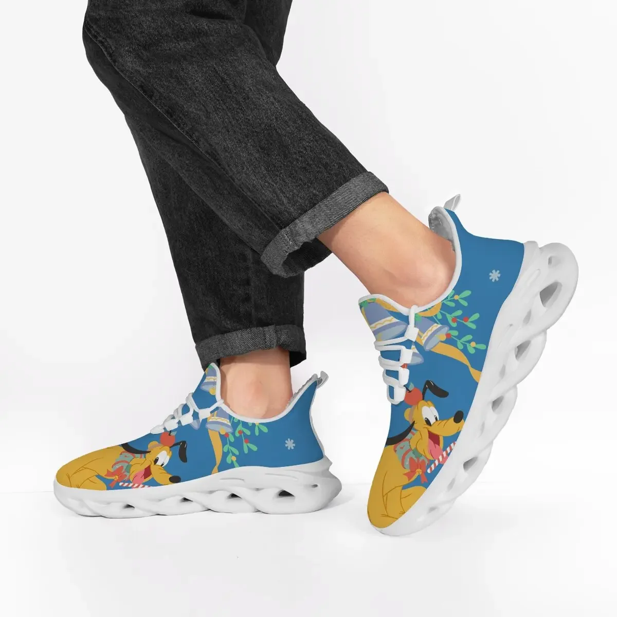 Повседневные кроссовки с принтом Goofy, белая повседневная обувь Disney для мальчиков и девочек, рождественская спортивная женская прогулочная обувь на флисовой подкладке