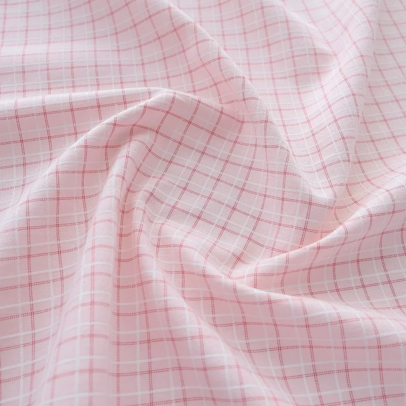 Cute-style Instagram fashion pink checkered fabric hairband cotton tablecloth clothes skirt fabric dyed cotton woven fabric