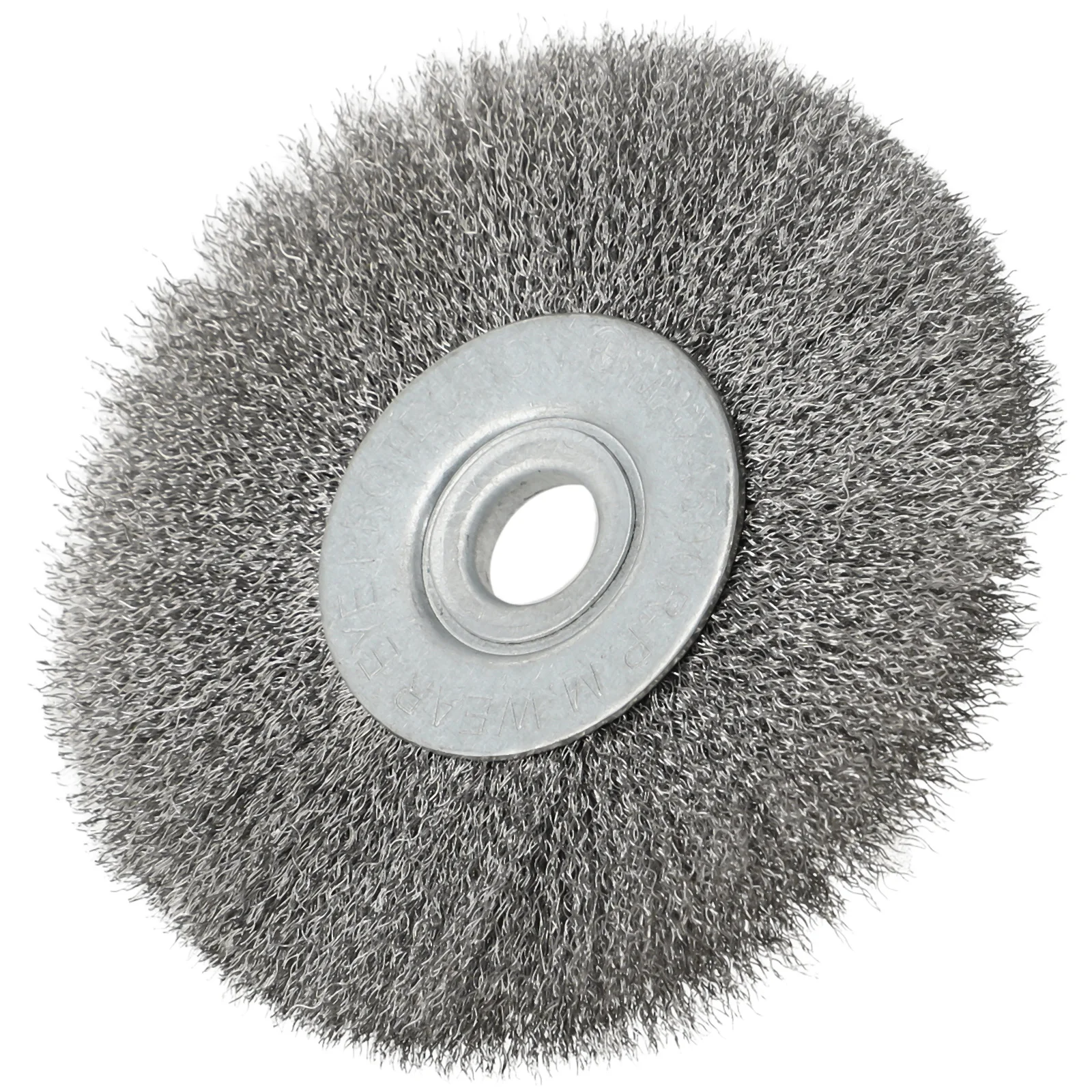 4inches Flat Crimped Stainless Steel Wire Wheel Brush For AngleGrinder 0.52in Bore Round For Bench Grinder Deburring Tool