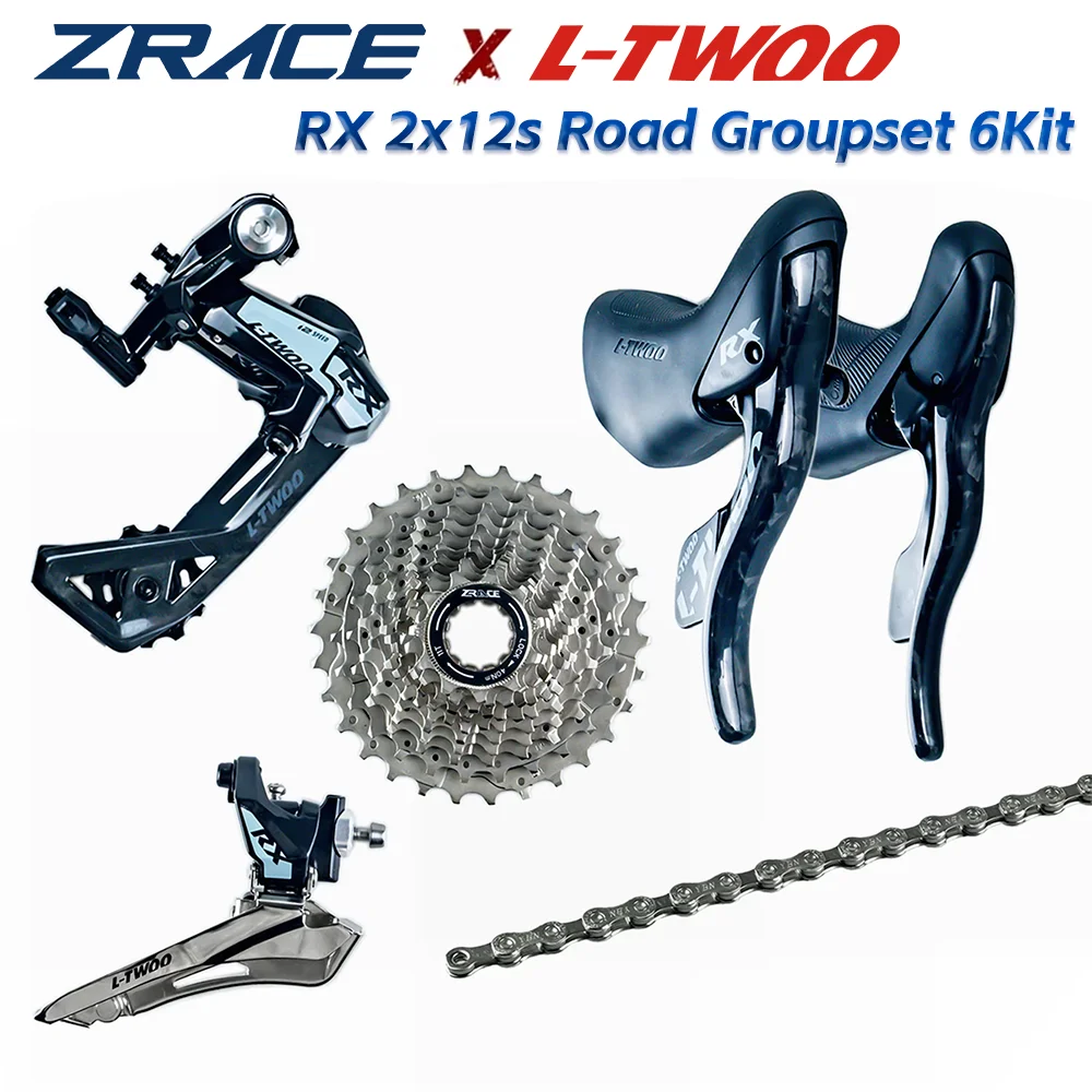 

LTWOO RX 2x12 speed, 24s Road Groupset 6Kit Carbon Fiber, ZRACE 12s Cassette + Chains + Shifter + R / F Derailleurs