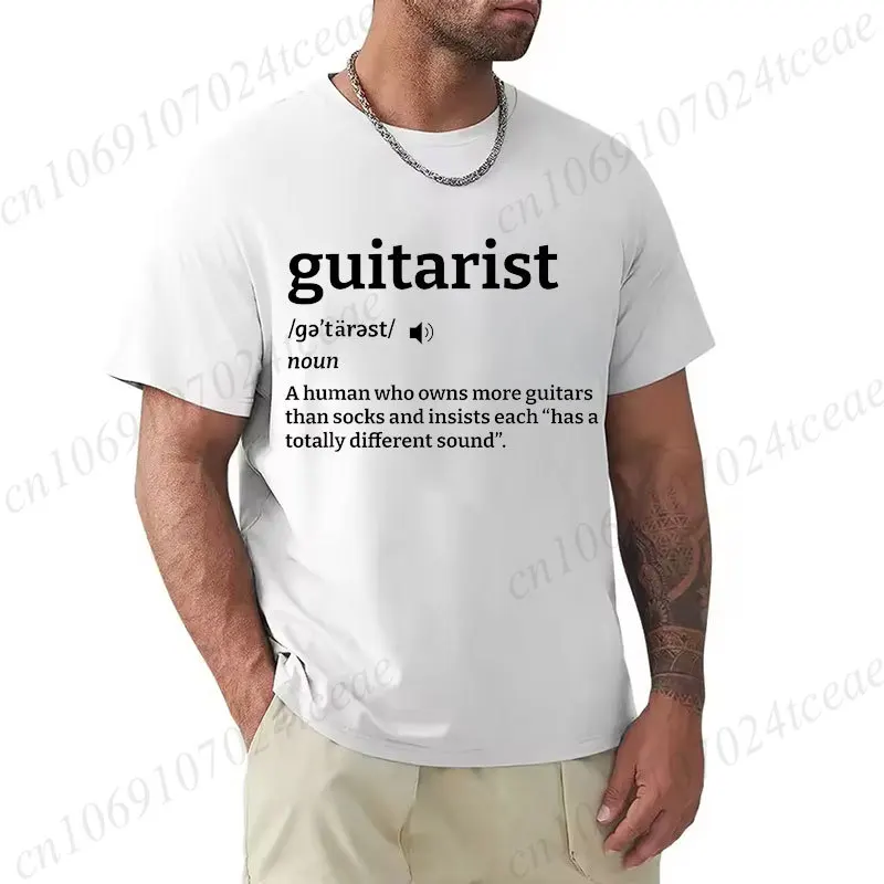 Men Funny Guitarist Definition Graphic T‑Shirt Music Lover Guitar Player Slogan Short Sleeve Casual Tees Musician Gift Tops