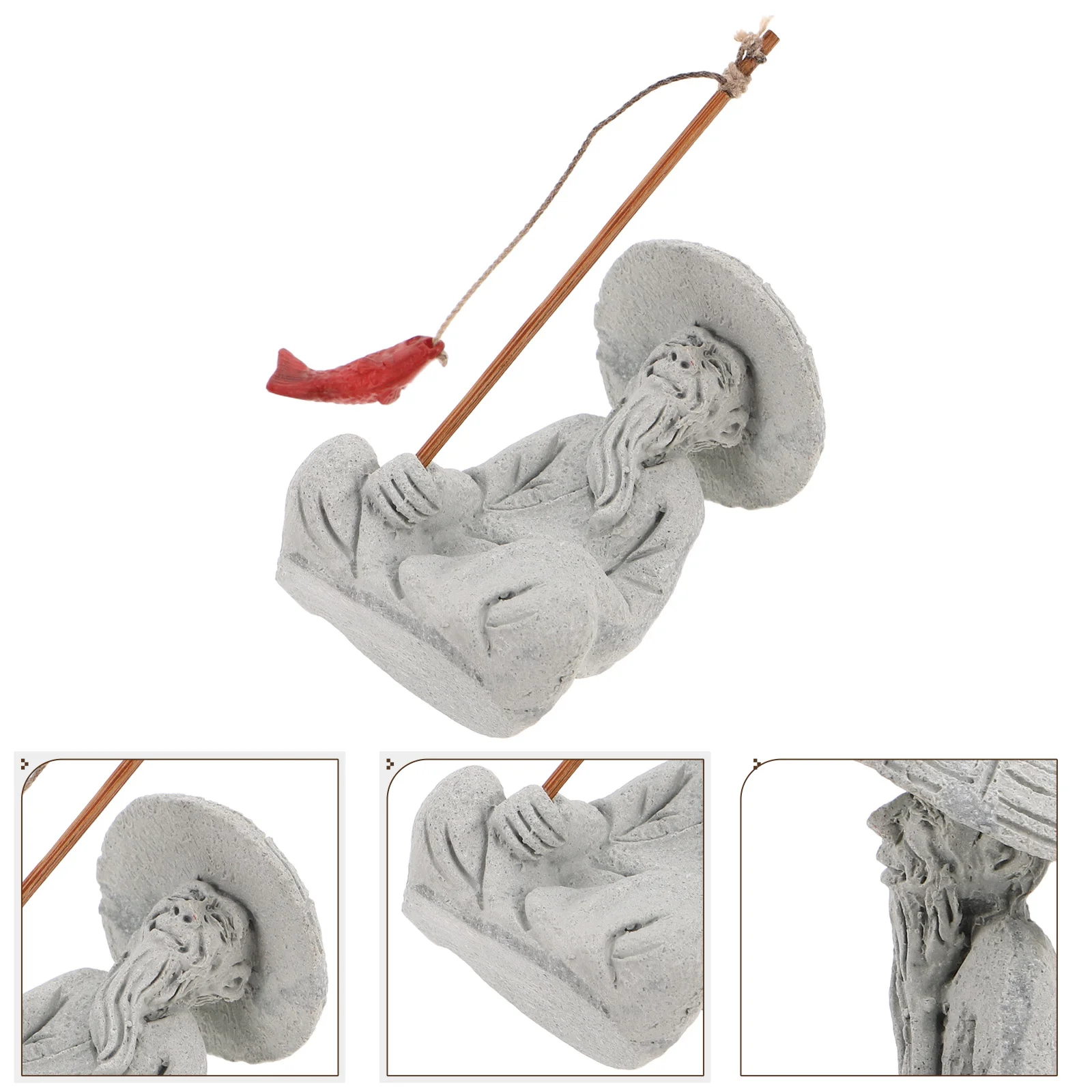 

Chinese Old Man Fishing Mini Fisherman Sandstone Statue for Bonsai Aquarium Fish Tank Micro Landscape Accessories