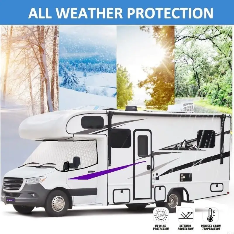 Universal Campers Sunshade Winter Snow Protector Reflective Foil Insulation Quick Setups Foldable for Sprinter 515 D7YA