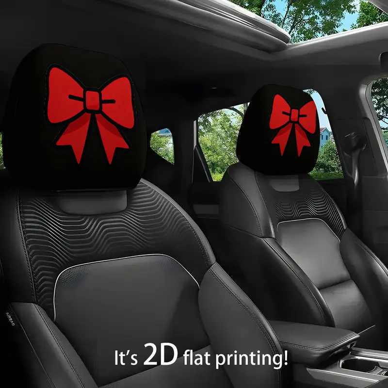 

A Car Headrest Cover Featuring a 2D Flat Unfilled Bow Decoration Pattern, Designed with a Warm And Healing Style This Headrest