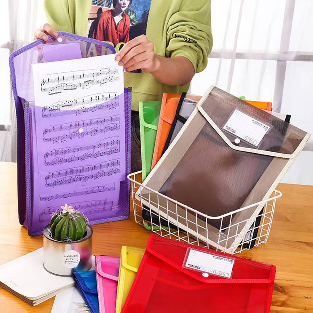 

10Pcs Document Folder Heavy Duty Plastic File Organizer Portable for Business Conference A4 Papers Bill Storage