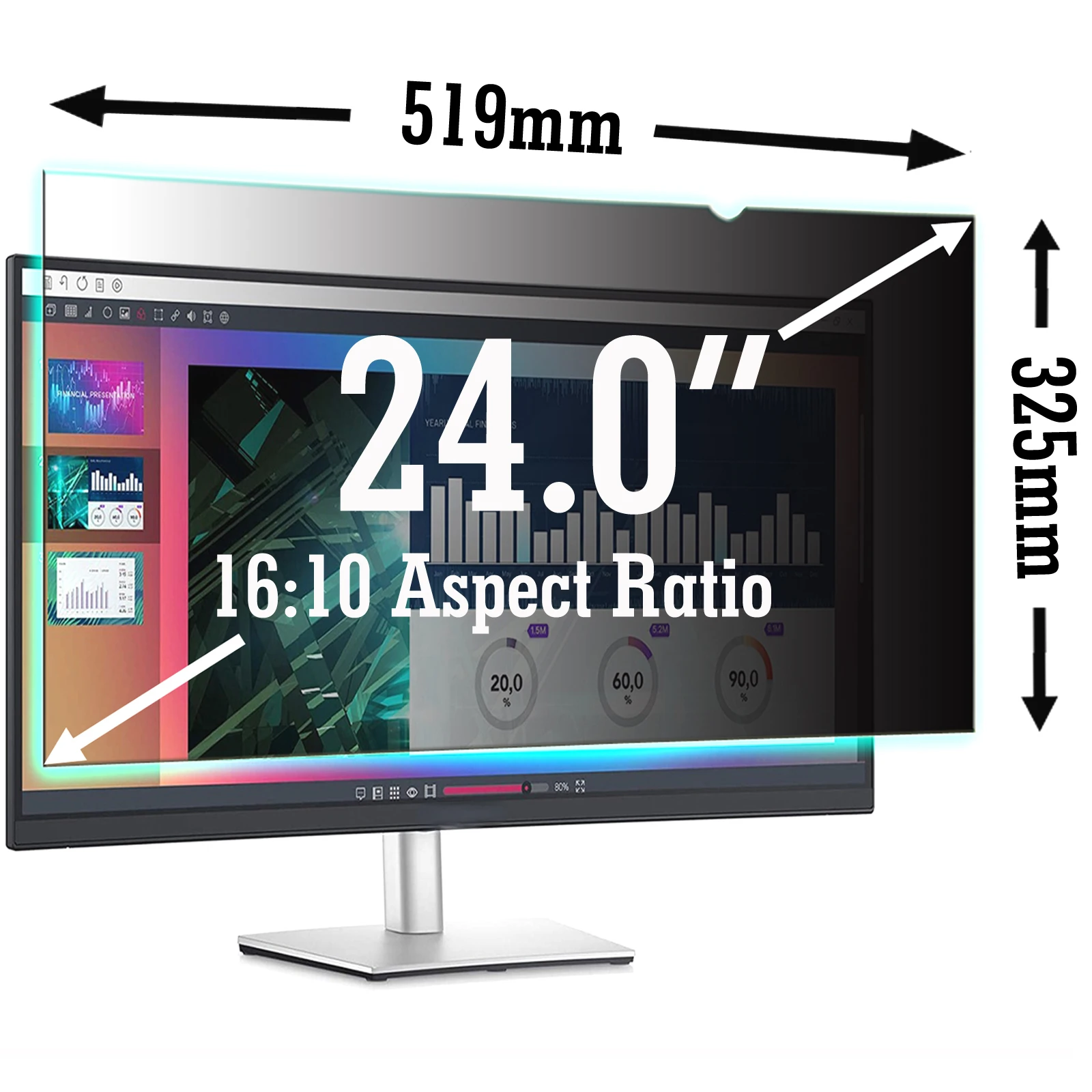 24inch Widescreen 519mm*325mm Privacy Filter Screen Protector Protective Film Desktops Screen Privacy Film For LCD/LED