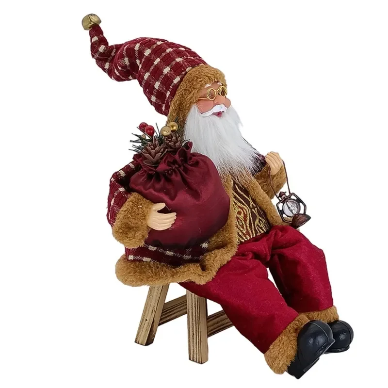 14'' Sitting Santa Claus Figurines Christmas Figure Decorations Hanging Xmas Tree Ornaments Santa Doll Toy Collectible 69HF