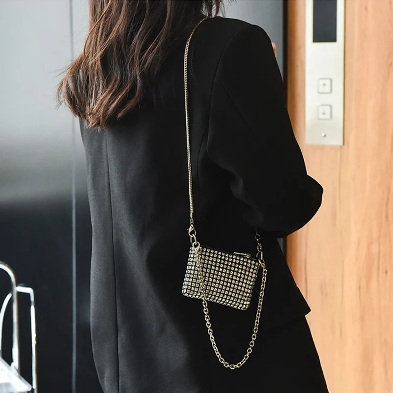 JIOMAY Small and Light Purses for Women Fashion Mini Crossbody Bag Rhinestone Casual Party Evening Bag Exquisite Mini Purse