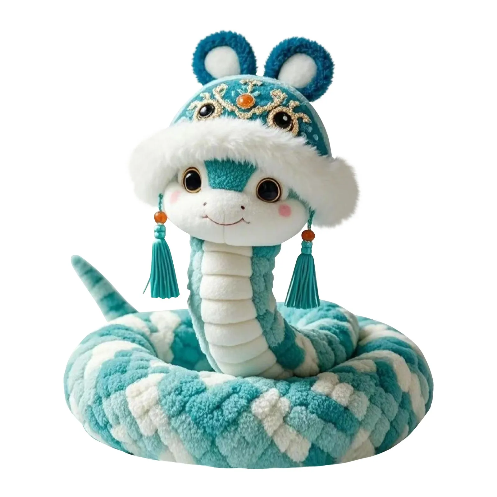 13 Inch Chinese New Year Plush Snake Plush Toy Mascot Doll Snake Plush Toy Decorate Doll Gifts（Peacock Blue）2025